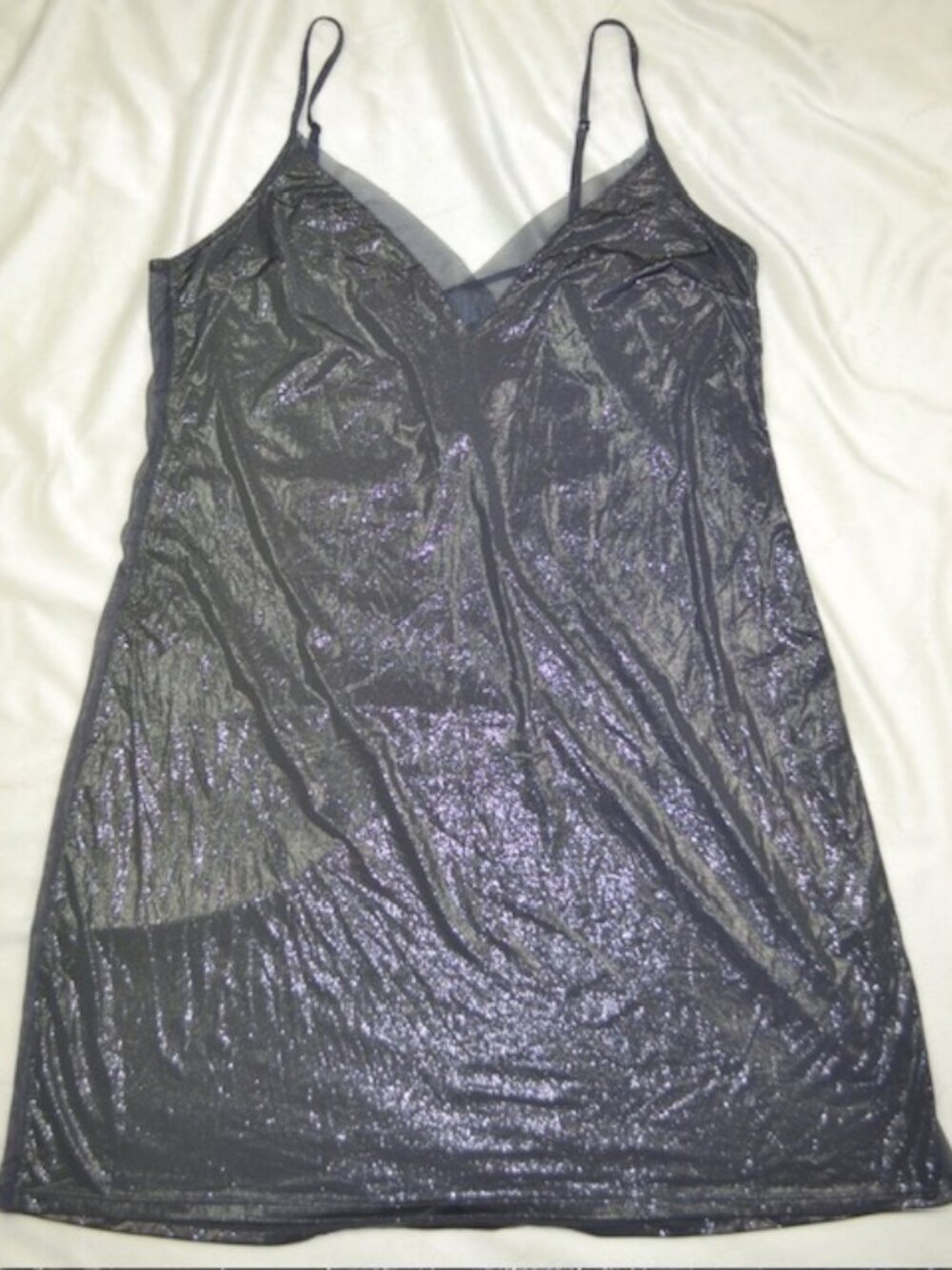 Victoria's Secret Women's Shimmer Metallic Whimsy Slip Dress, Gray, Size L